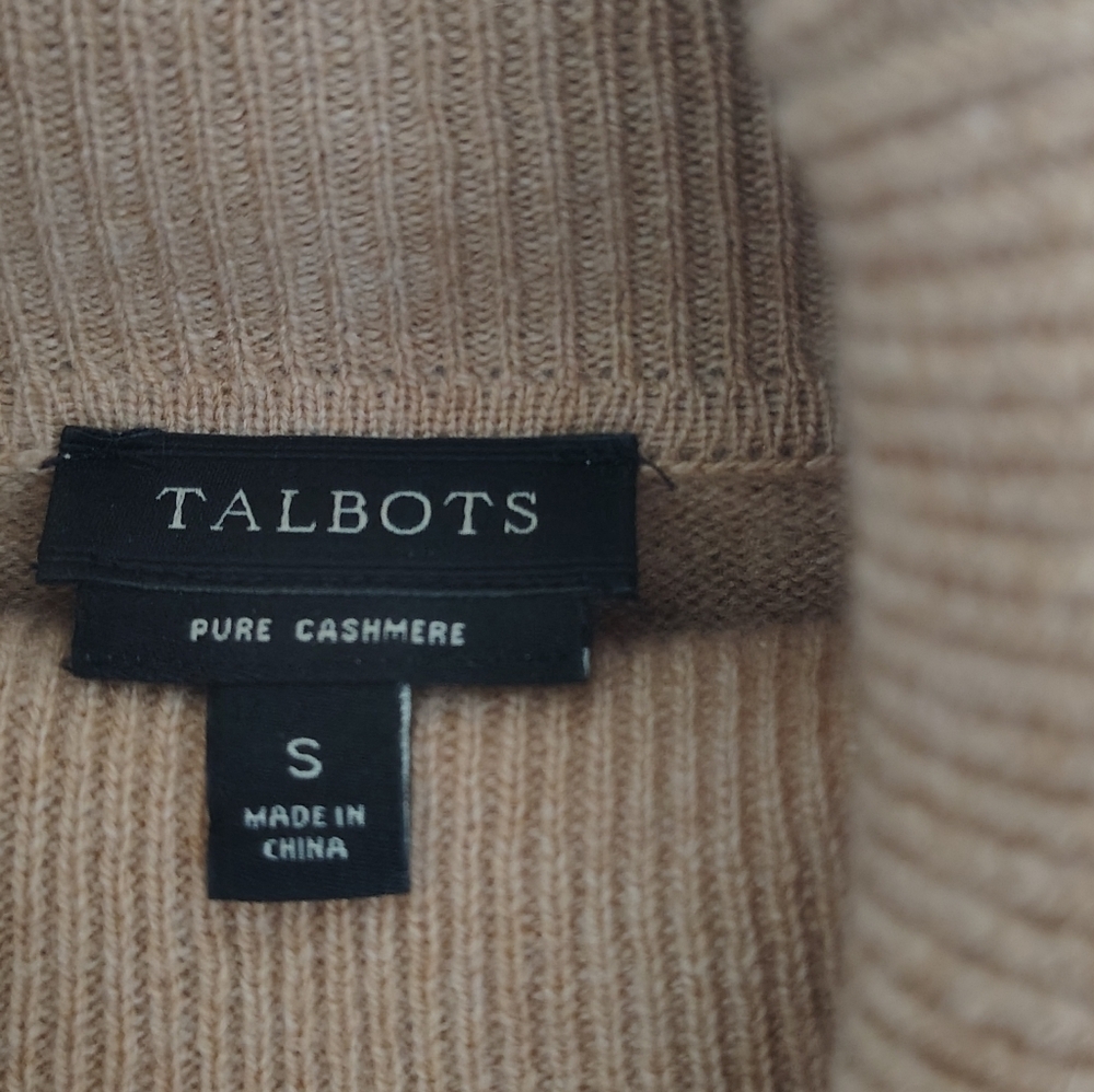 Talbots Pure Cashmere Tan Turtleneck Sweater Size S - Picture 2 of 7